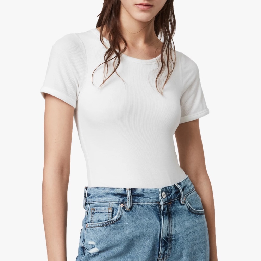 AllSaints Nino Short Sleeved Bodysuit in Chalk White –– NWT